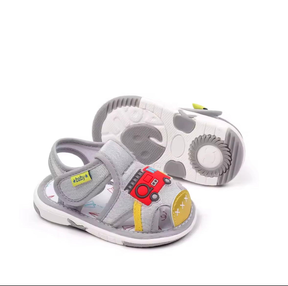 Baby Toddler Boys Fire Truck Velcro Strap Sandals. 3 Colours EU19-24