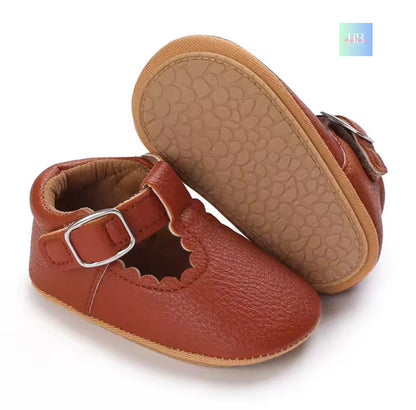 Soft Leather Baby Shoes with Buckle Strap. 7 colours, 0-18M