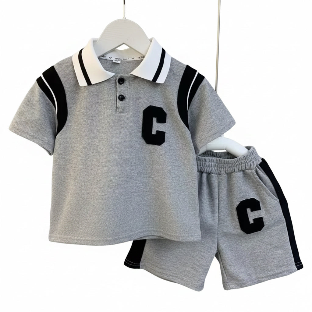 Kids Boys Casual Sports Polo Shirt & Matching Shorts Set. 2 Colours 2-6Y