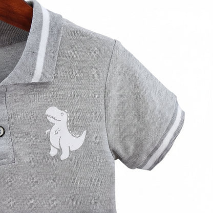 Kids Boys Lightweight Dinosaur Polo Shirt & Shorts Set. 3 Colours 12M-5Y