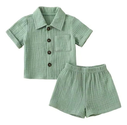 Baby Toddler Boys Muslin Shirt & Shorts Set. 6 Colours 0M-3Y