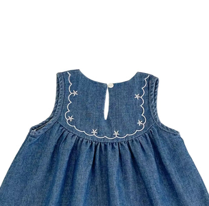 Kids Girls Lightweight Sleeveless Embroidered Summer Dress. 2-6Y