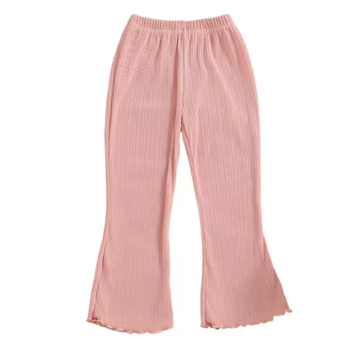 Kids Girls Casual Ribbed Loose Fit Flare Trousers. 5 Colours 12M-10Y