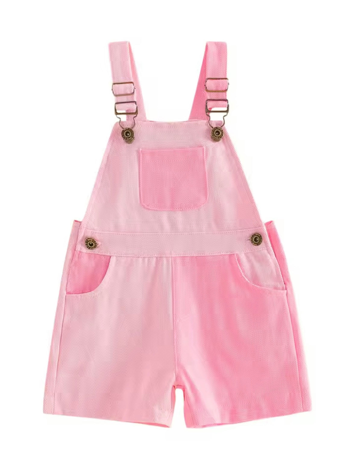 Kids Unisex Patchwork Dungaree Shorts. 6 Colours 12M-4Y