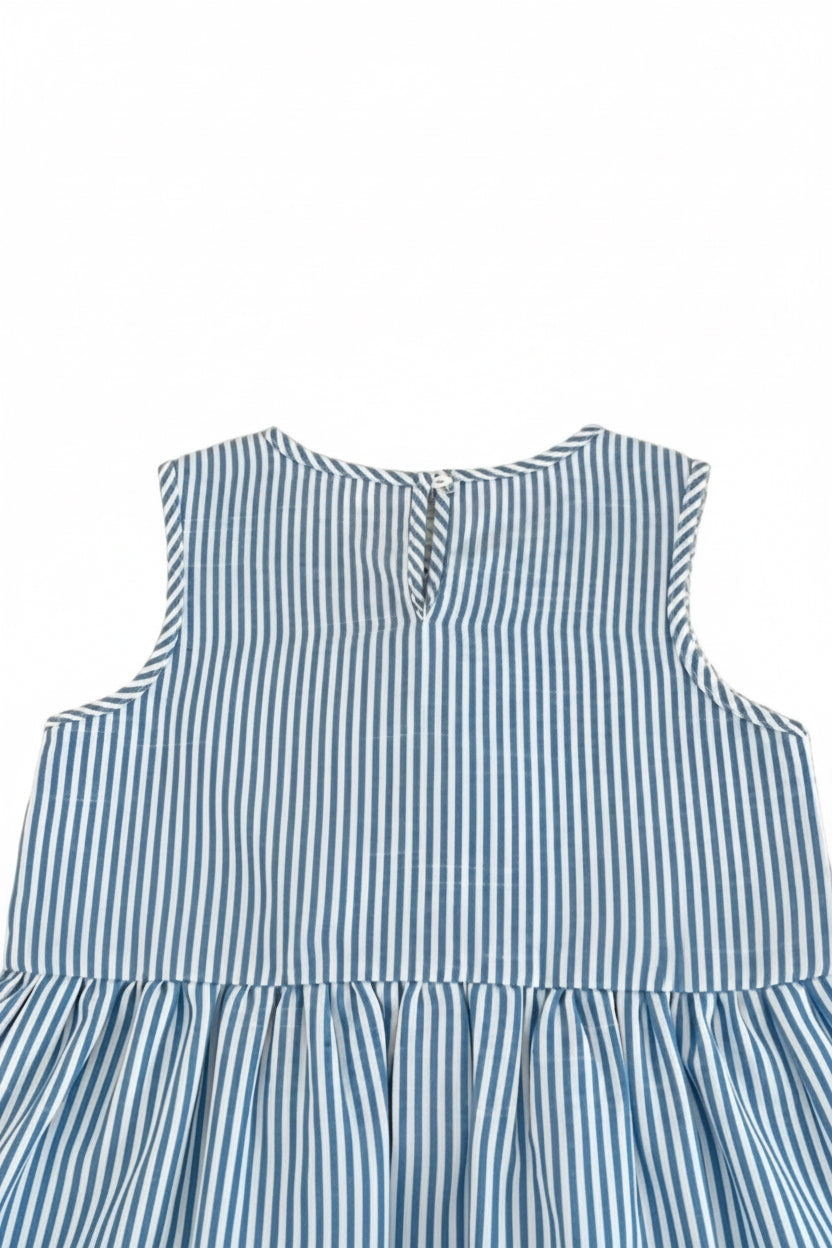 Kids Girls Pinstripe Sleeveless Bowknot Top & Wide Leg Trousers. 2 Colours 3-7Y
