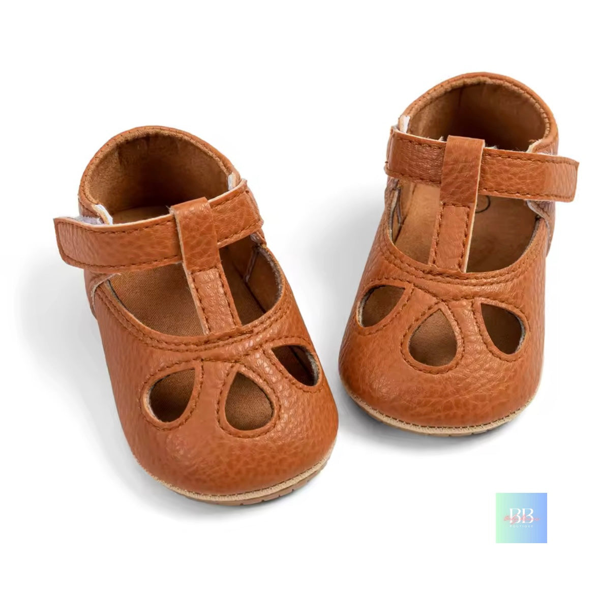 Soft Leather Baby Shoes with Velcro Strap. 3 colours, 0-18M