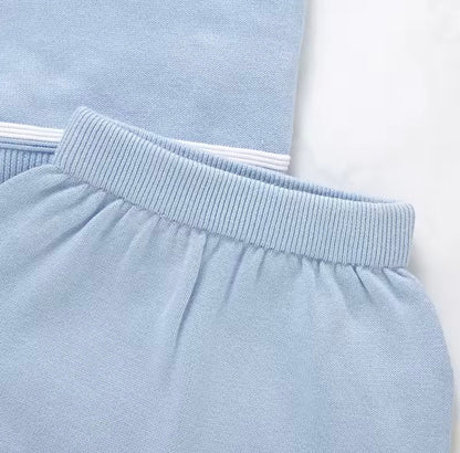Baby Toddler Short Sleeve Knitted Top & Shorts Set. 3 Colours 3-18M