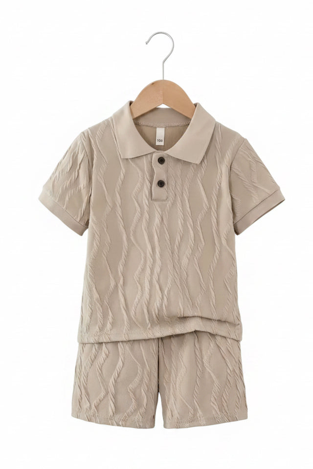 Kids Boys Solid Coloured Patterned Polo Shirt & Shorts Set. 3-10Y