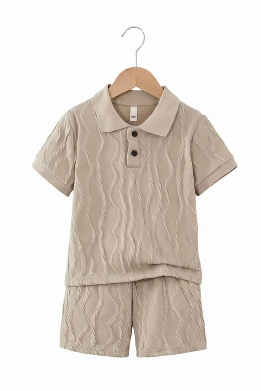 Kids Boys Solid Coloured Patterned Polo Shirt & Shorts Set. 3-10Y