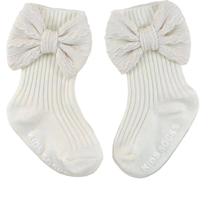 Baby Toddler Girls Bowknot Headscarf Hat & Matching Bowknot Socks. 5 Colours Fits 0-6M