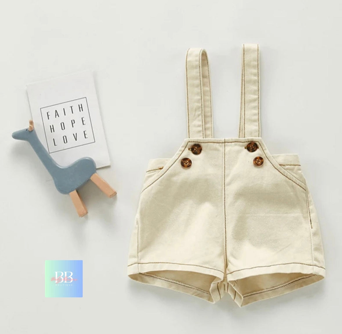 Baby/Toddler Short Denim Dungarees. 2 colours, 3M-3Y.