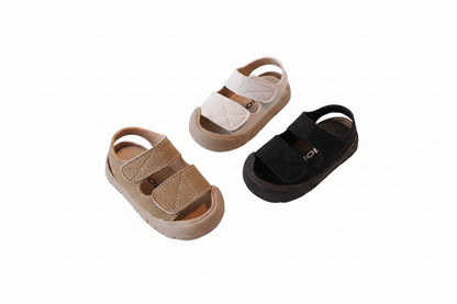 Kids Unisex Chunky Soft PU Leather Velcro Strap Sandals. 3 Colours EU15-25 infants