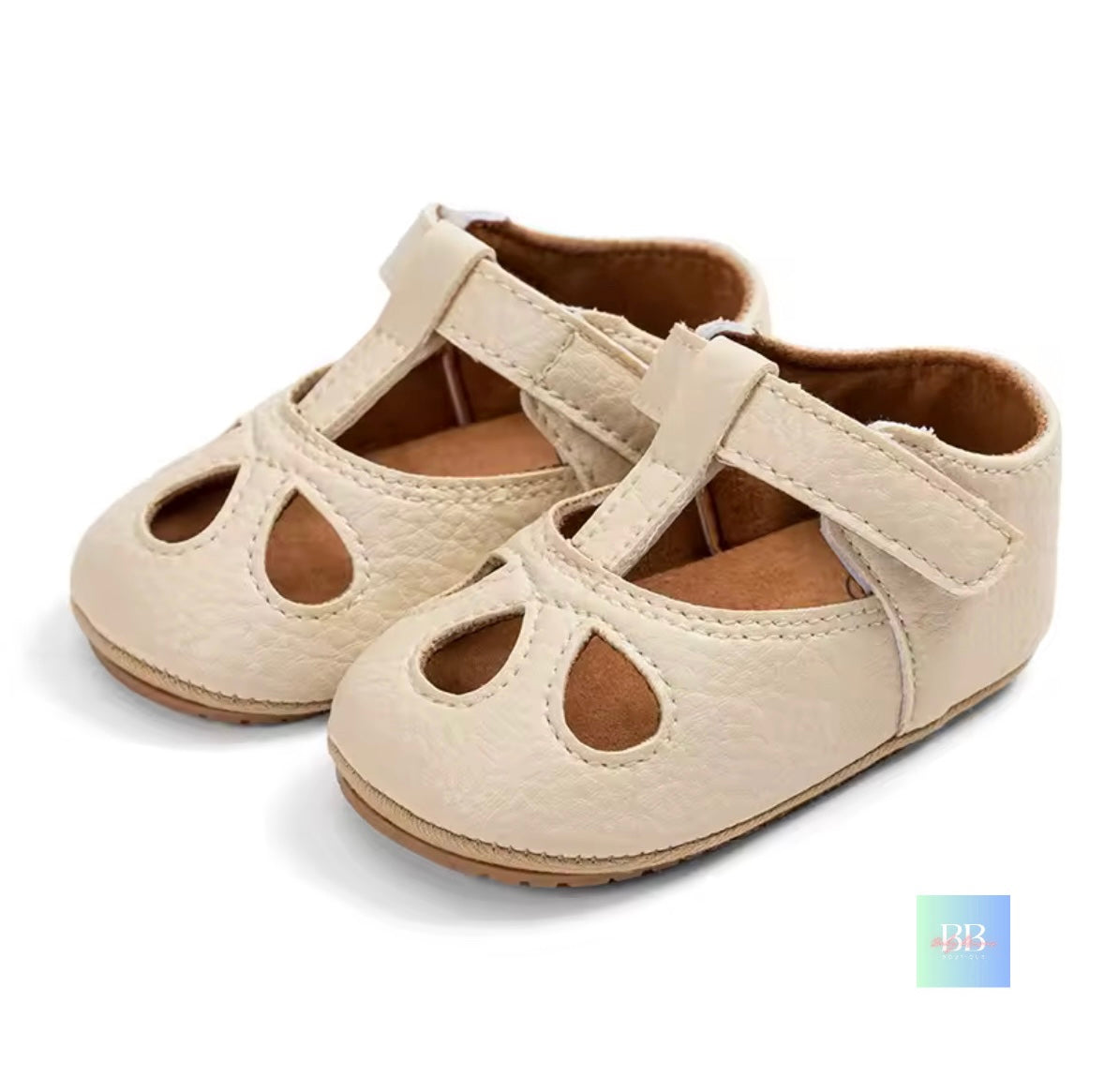 Soft Leather Baby Shoes with Velcro Strap. 3 colours, 0-18M