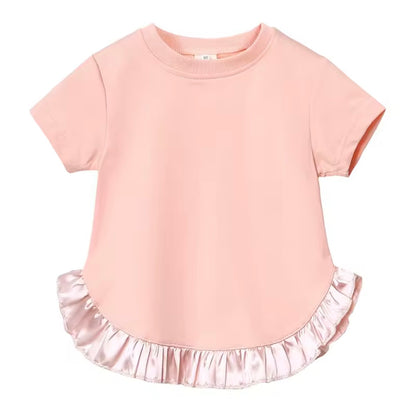 Kids Cotton Silk Edge T-shirt & Shorts Set. 6 Colours 9M-7Y