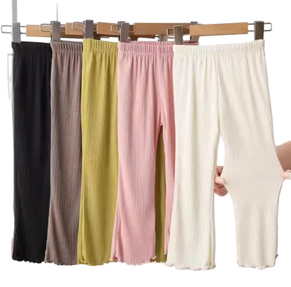 Kids Girls Casual Ribbed Loose Fit Flare Trousers. 5 Colours 12M-10Y