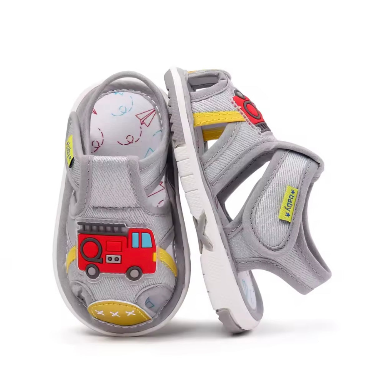 Baby Toddler Boys Fire Truck Velcro Strap Sandals. 3 Colours EU19-24