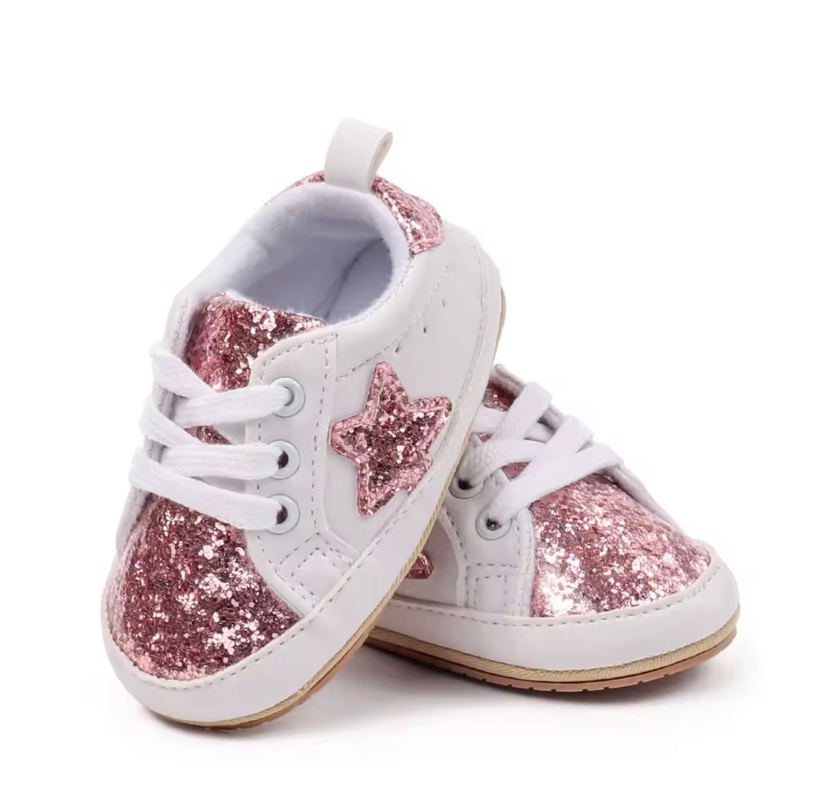 Baby Toddler Lace Up Slip On Glitter Sports Shoes. 4 Colours 0M-18M