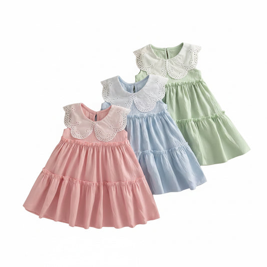 Baby Toddler Sleeveless Mid Length Cotton Dress. 3 Colours 9M-4Y