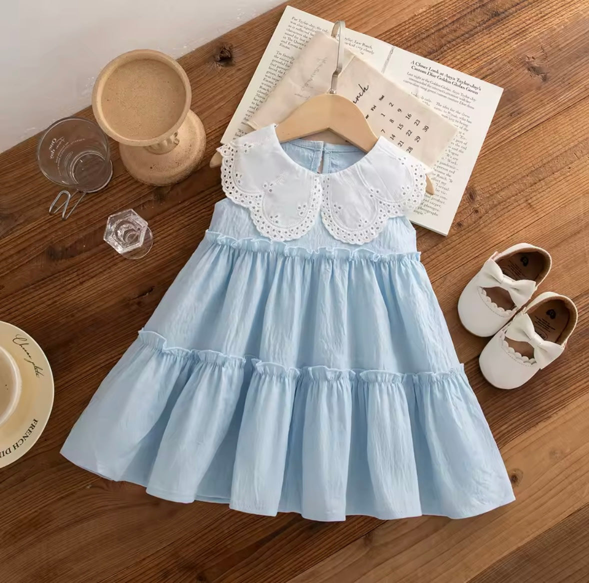 Baby Toddler Sleeveless Mid Length Cotton Dress. 3 Colours 9M-4Y