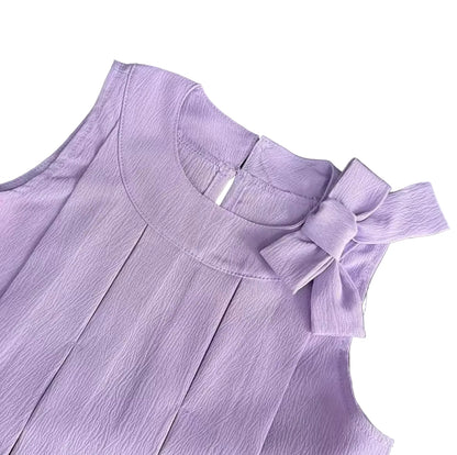 Kids Girls Lightweight Pleated Vest Top & Shorts Set. 5 Colours 3-7Y