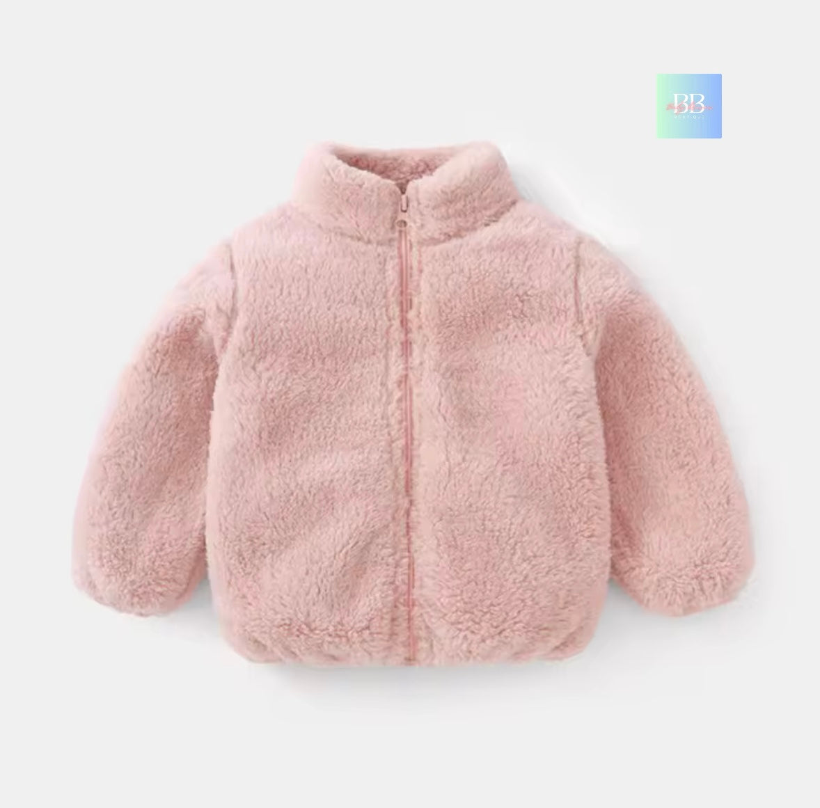 Pink children's jacket on a light gray background
