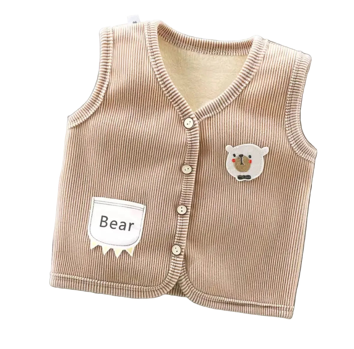 Kids Unisex Fleece Lined Pinstripe Waistcoat. 3 Colours 9M-7Y