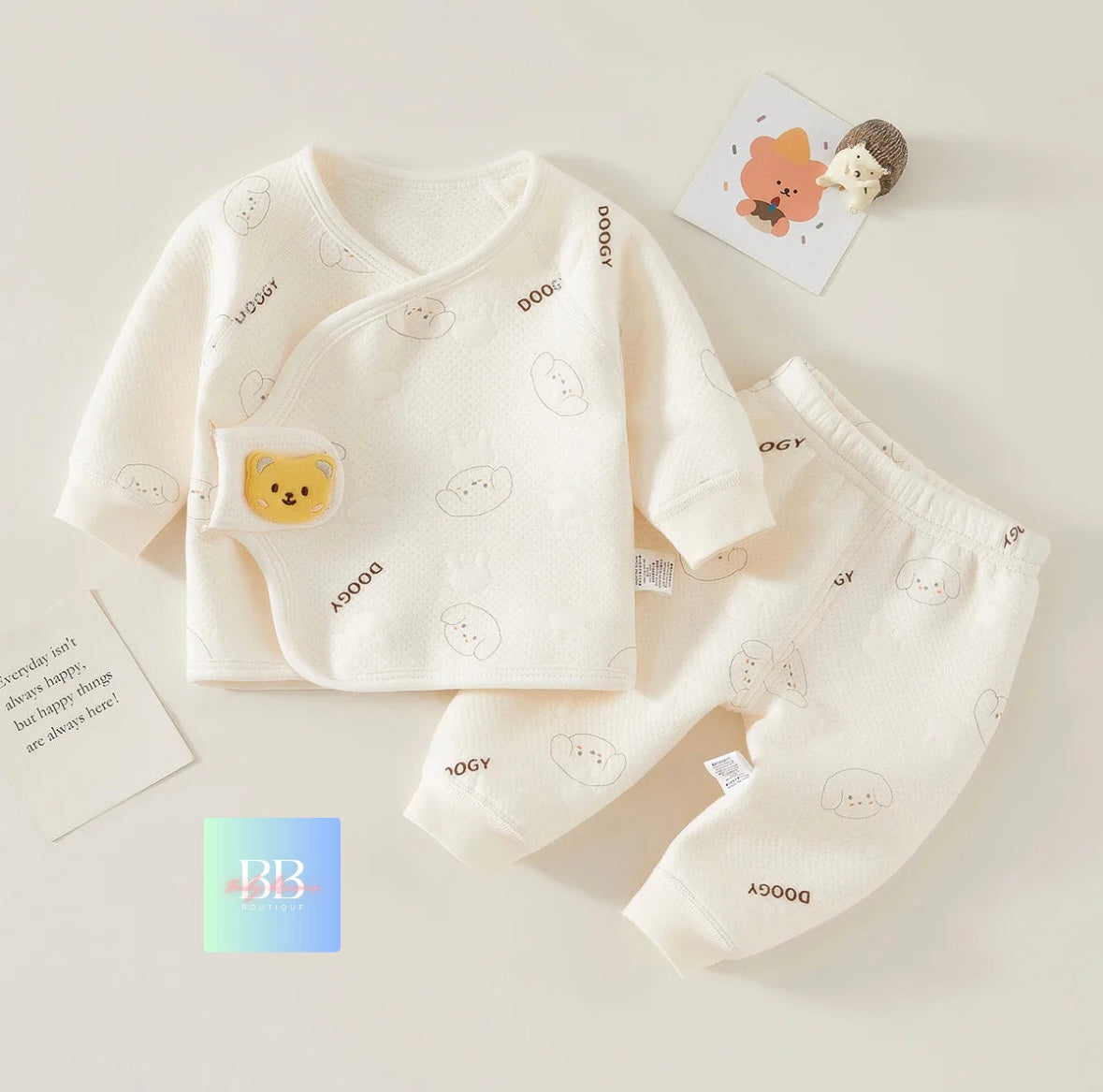 Baby/Toddler Pyjama Sets with Cartoon Bear print. 6 variations, Newborn-6M.