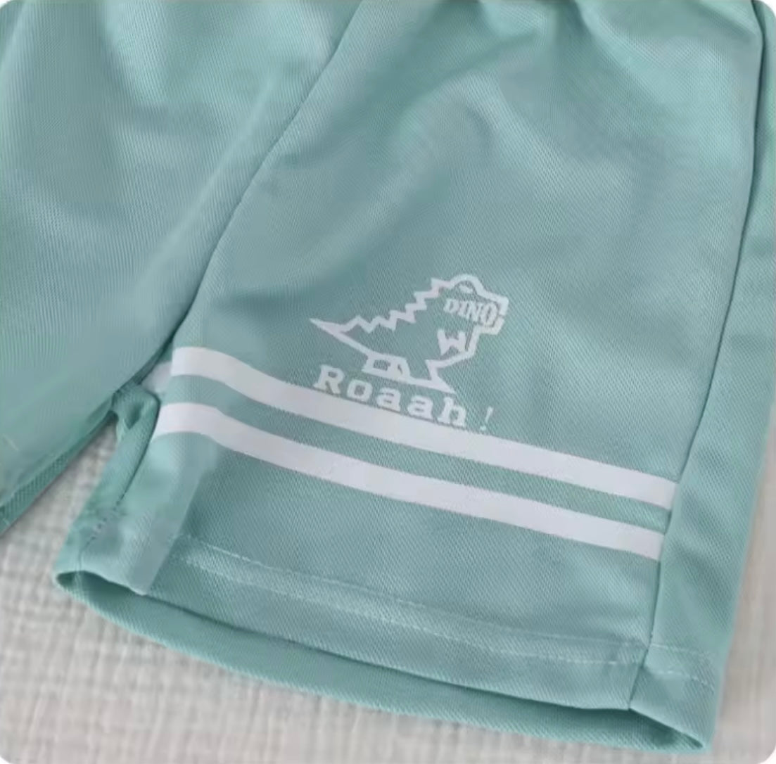 Light blue towel with 'Roah!' logo on a textured surface