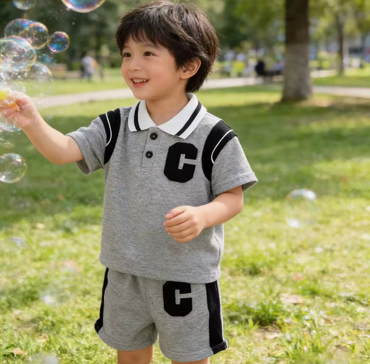 Kids Boys Casual Sports Polo Shirt & Matching Shorts Set. 2 Colours 2-6Y