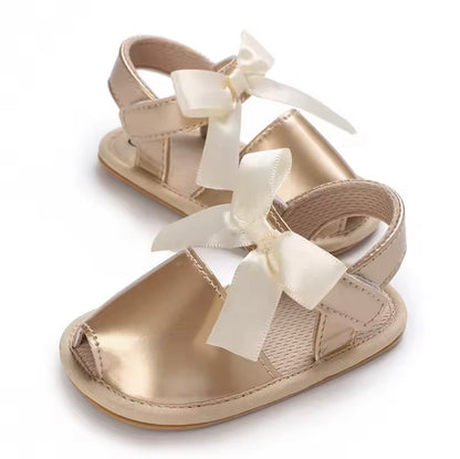 Baby Toddler Patent Bow Strap Rubber Sole Sandals. 5 Colours 0M-18M