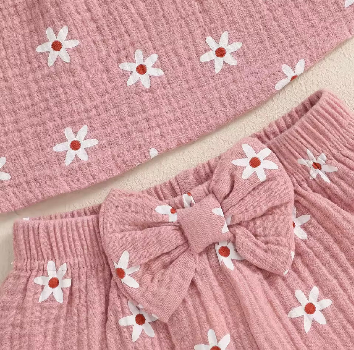 Baby Toddler Floral Muslin Sleeveless Top & Matching Shorts Set. 3 Colours 6M-4Y
