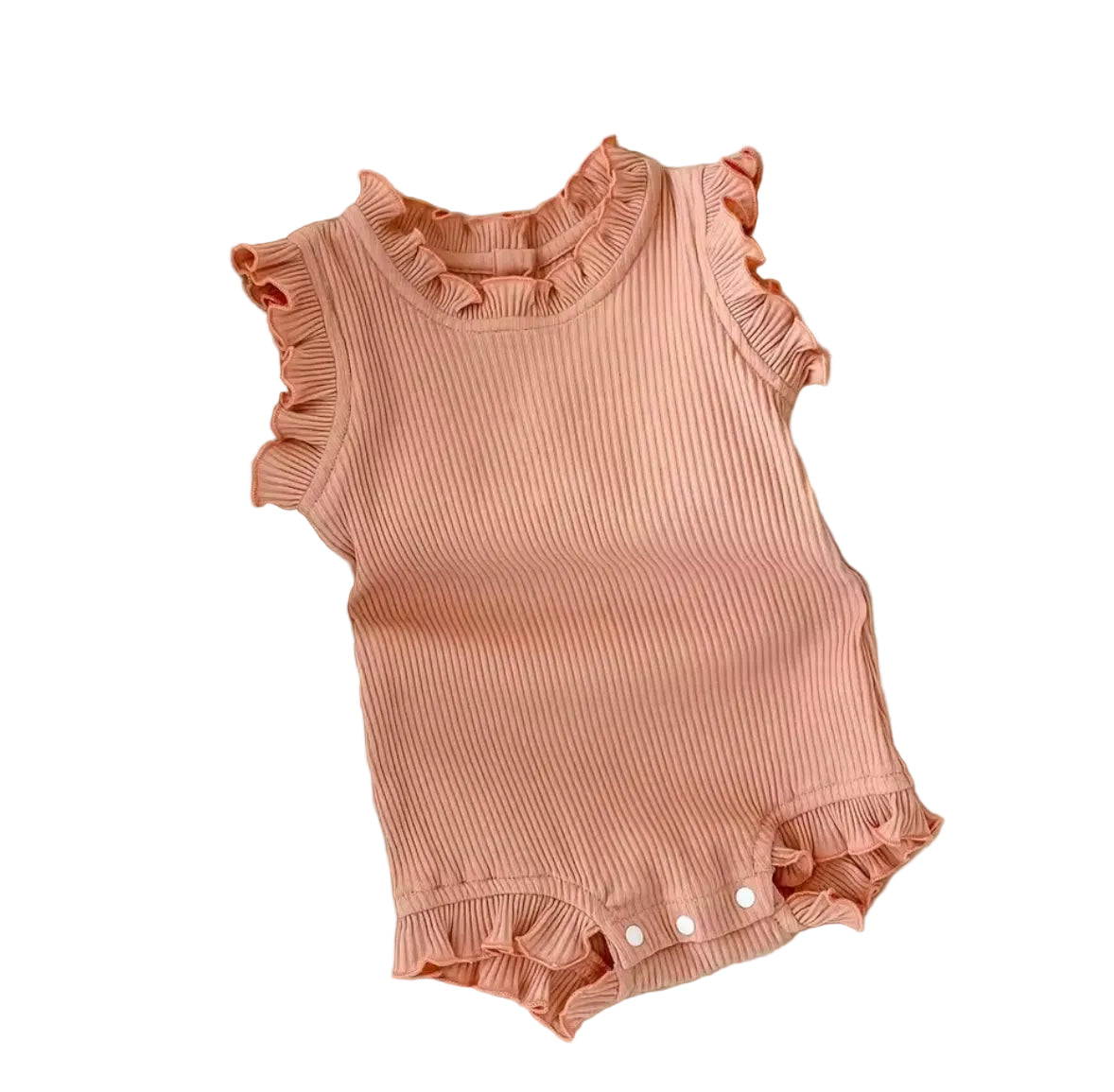 Baby Toddler Girls Ribbed Romper Vest & Matching Shorts Set. 3 Colours 0M-12M