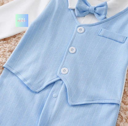 Baby/Toddler Long Sleeve Dress Romper with Bow Tie. 0-12M.