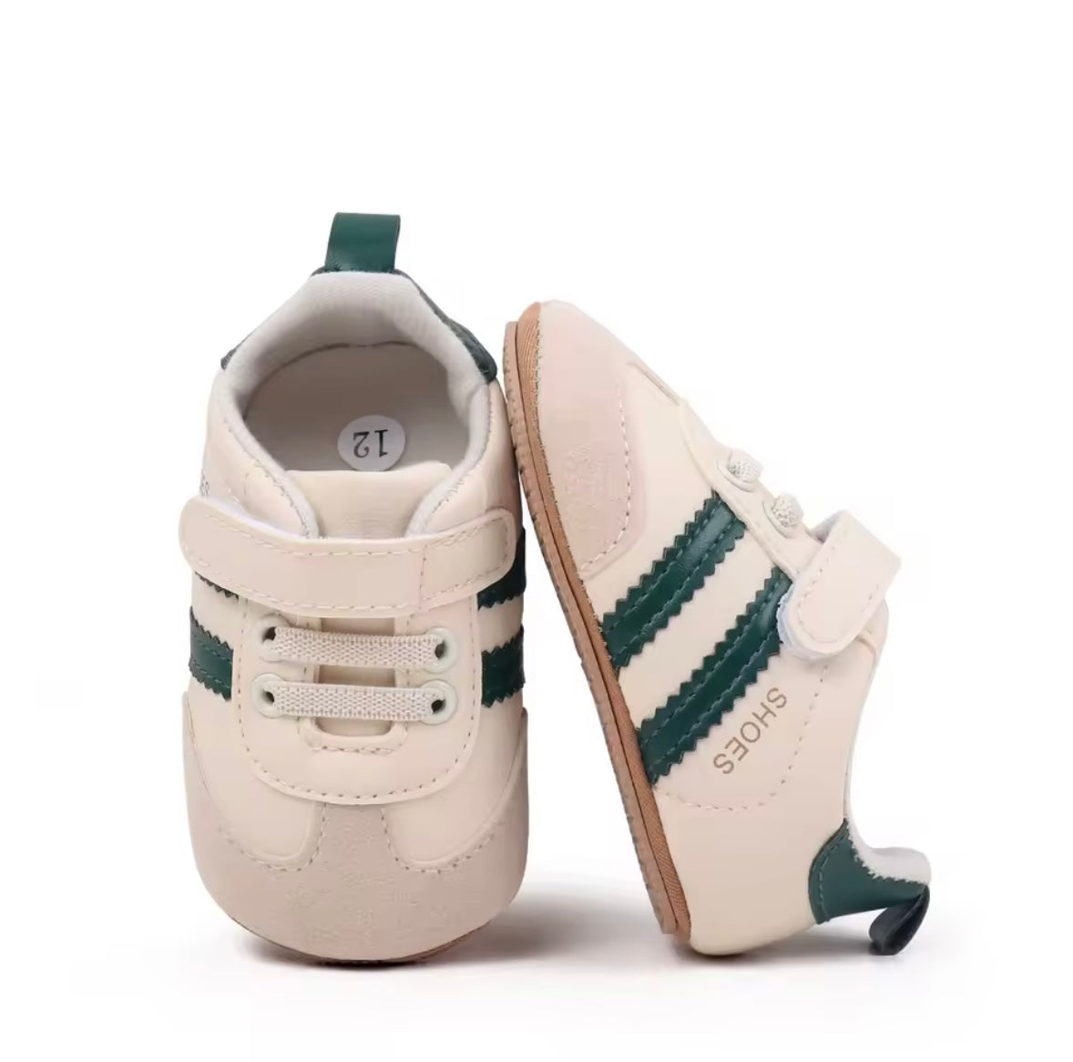 Baby Toddler Soft Velcro Strap Sneakers with Rubber Sole. 3 Colours 0-18M