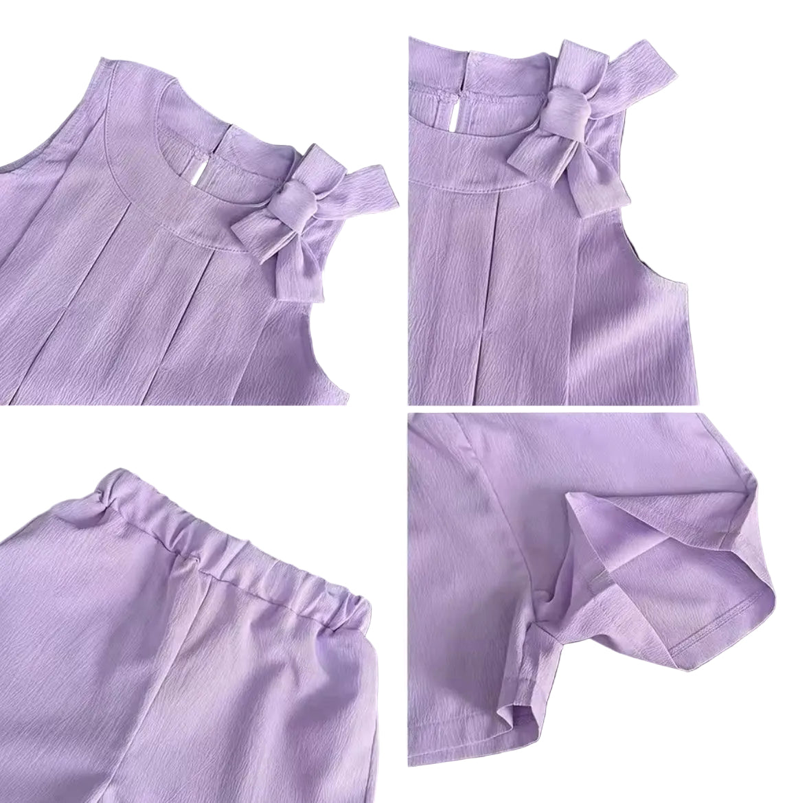 Kids Girls Lightweight Pleated Vest Top & Shorts Set. 5 Colours 3-7Y