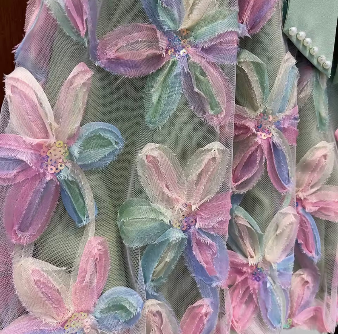Kids Girls Sleeveless Bowknot Floral Mesh Dress. 2 Colours 3-7Y