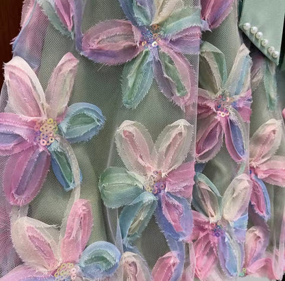 Kids Girls Sleeveless Bowknot Floral Mesh Dress. 2 Colours 3-7Y