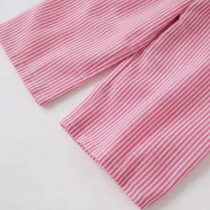 Kids Girls Pinstripe Sleeveless Bowknot Top & Wide Leg Trousers. 2 Colours 3-7Y