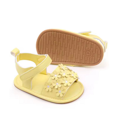 Baby Toddler Girls Leather Velcro Strap Daisy Sandals. 3 Colours 0M-18M
