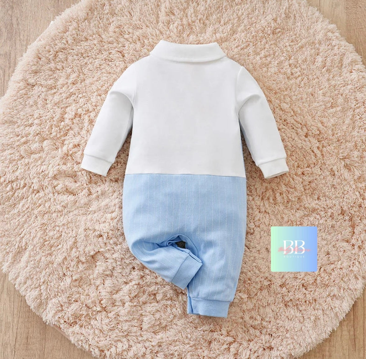 Baby/Toddler Long Sleeve Dress Romper with Bow Tie. 0-12M.