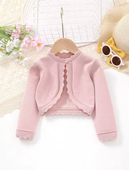 Kids Girls Lightweight Long Sleeve Shawl Cardigan. 4 Colours 1-24M