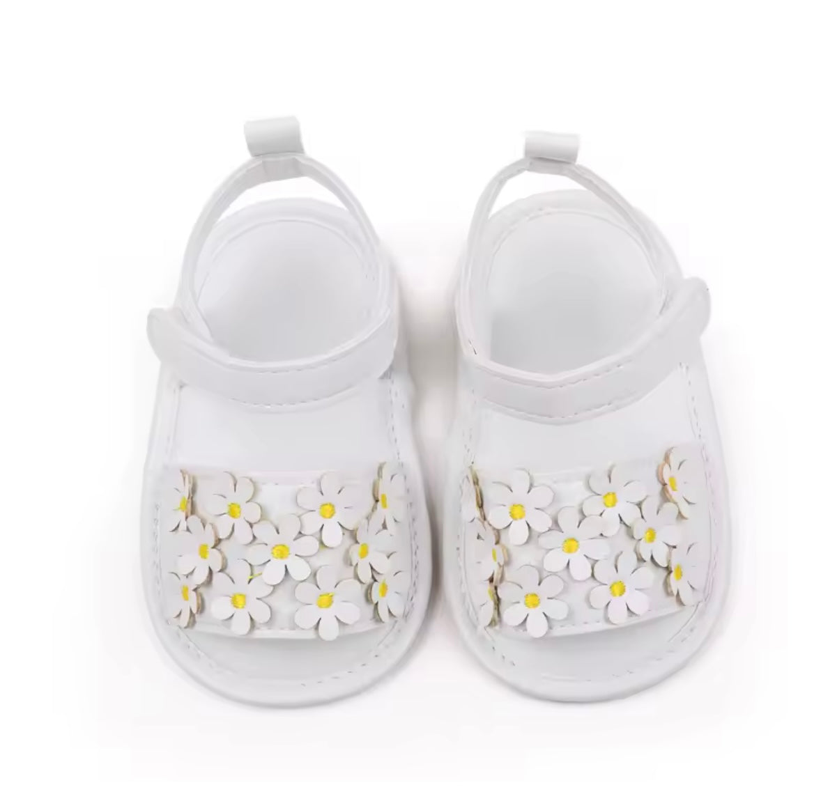 Baby Toddler Girls Leather Velcro Strap Daisy Sandals. 3 Colours 0M-18M