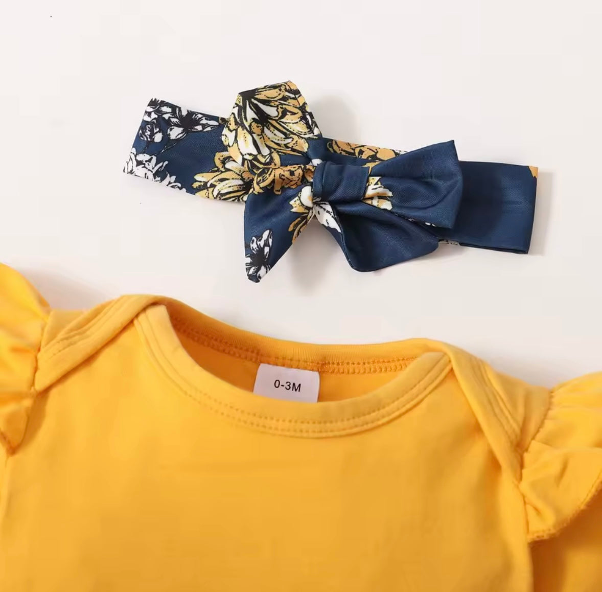 Baby Toddler Romper Floral Shorts & Floral Headband. 0-18M