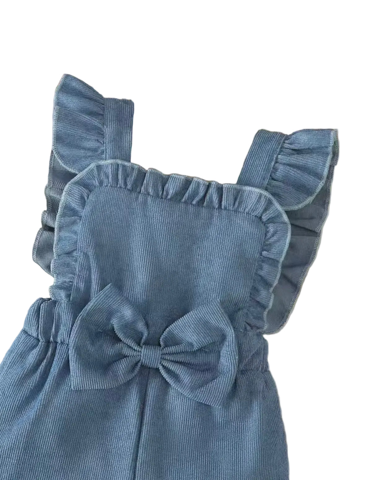 Baby Toddler Girls Ribbed Bowknot Dungarees & Ribbed Long Sleeve Top Set. 2 Colours 3-24M