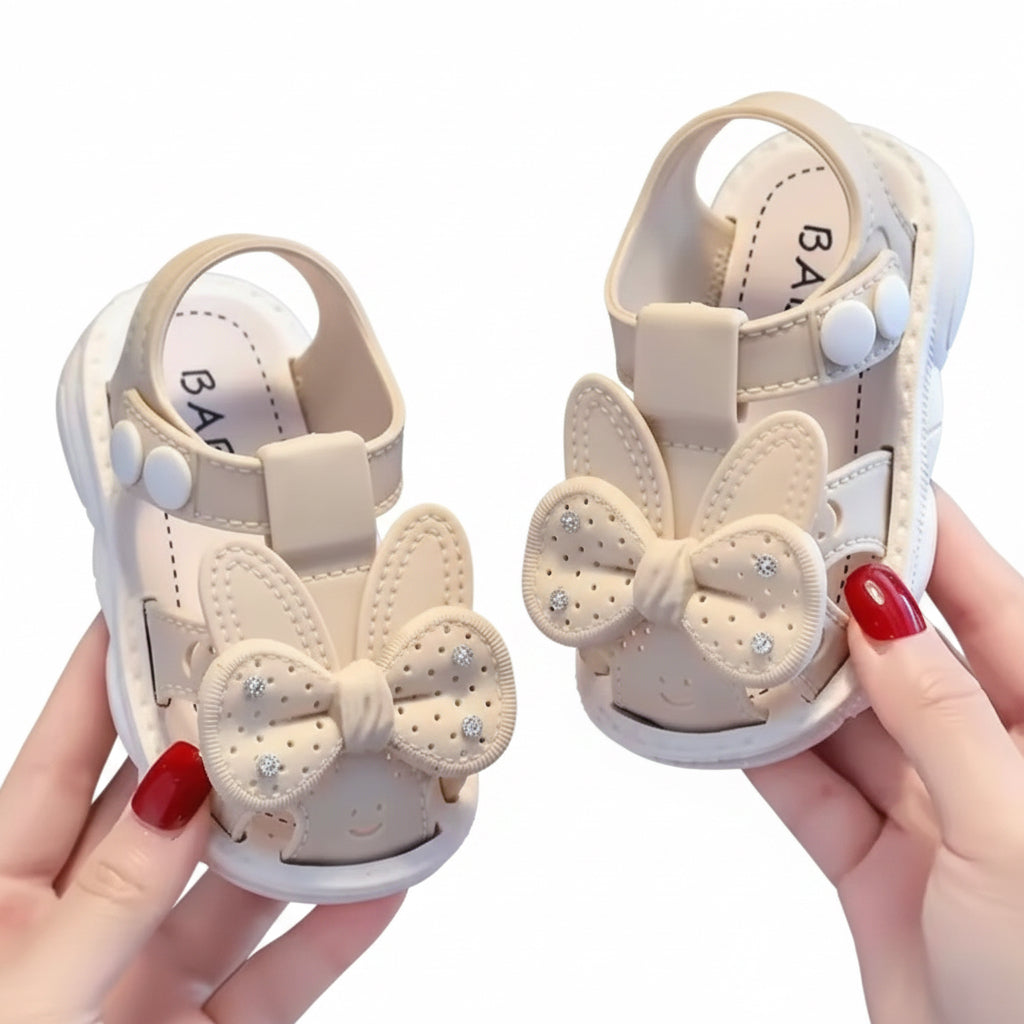 Baby Toddler Lightweight Bunny Bow Sandals. 2 Colours EU16-25