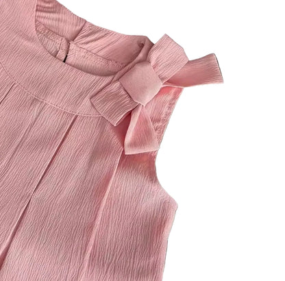 Kids Girls Lightweight Pleated Vest Top & Shorts Set. 5 Colours 3-7Y