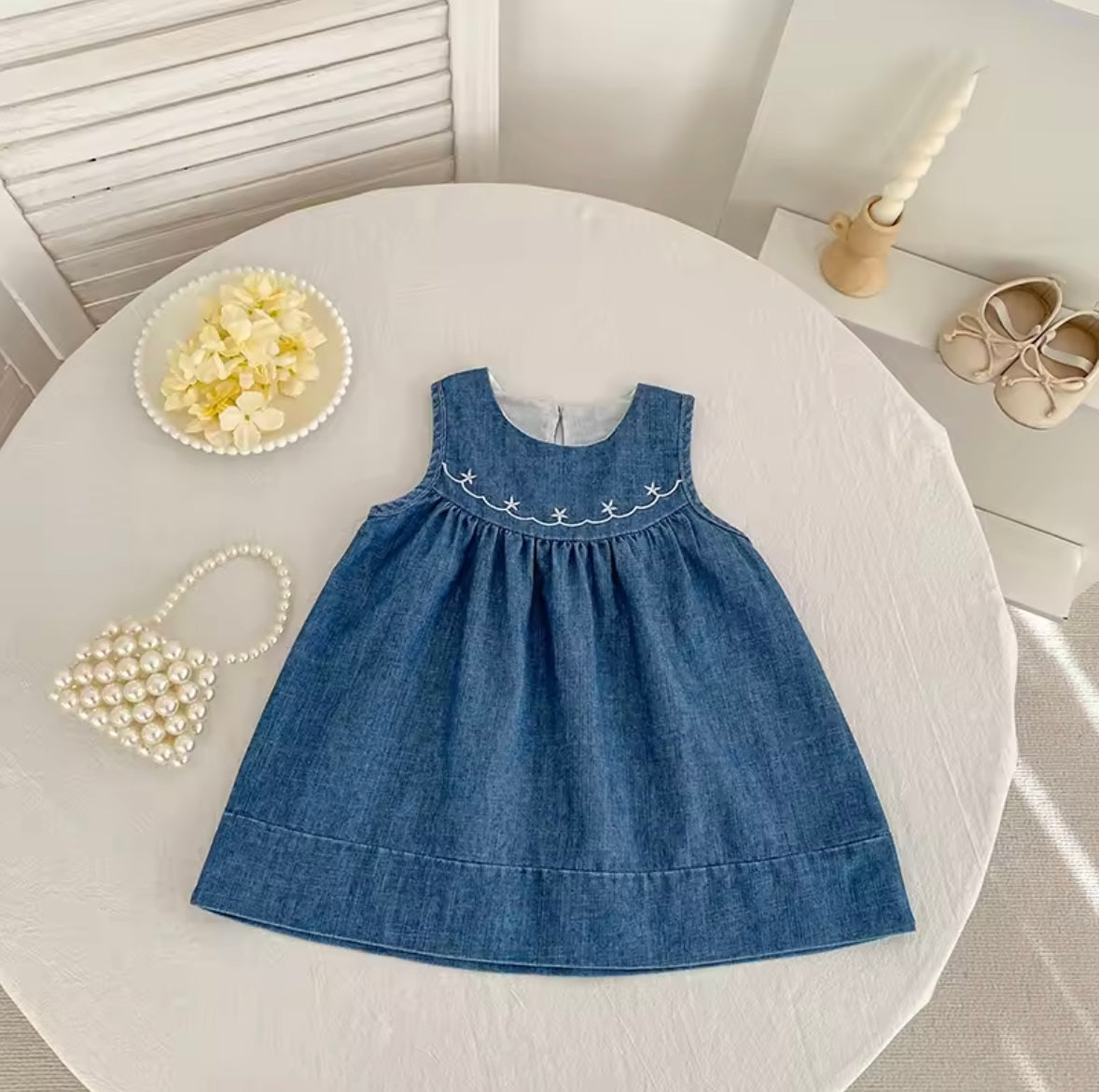 Kids Girls Lightweight Sleeveless Embroidered Summer Dress. 2-6Y