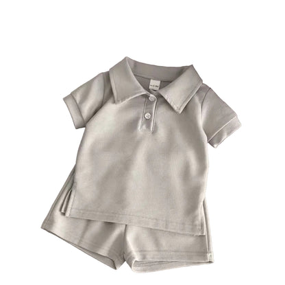 Kids Casual Solid Colour Polo Shirt & Matching Shorts Set. 3 Colours 6M-3Y