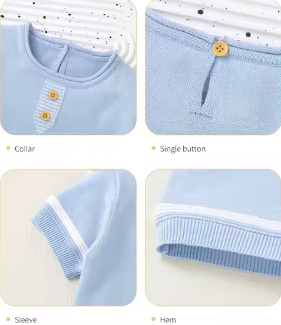 Baby Toddler Short Sleeve Knitted Top & Shorts Set. 3 Colours 3-18M