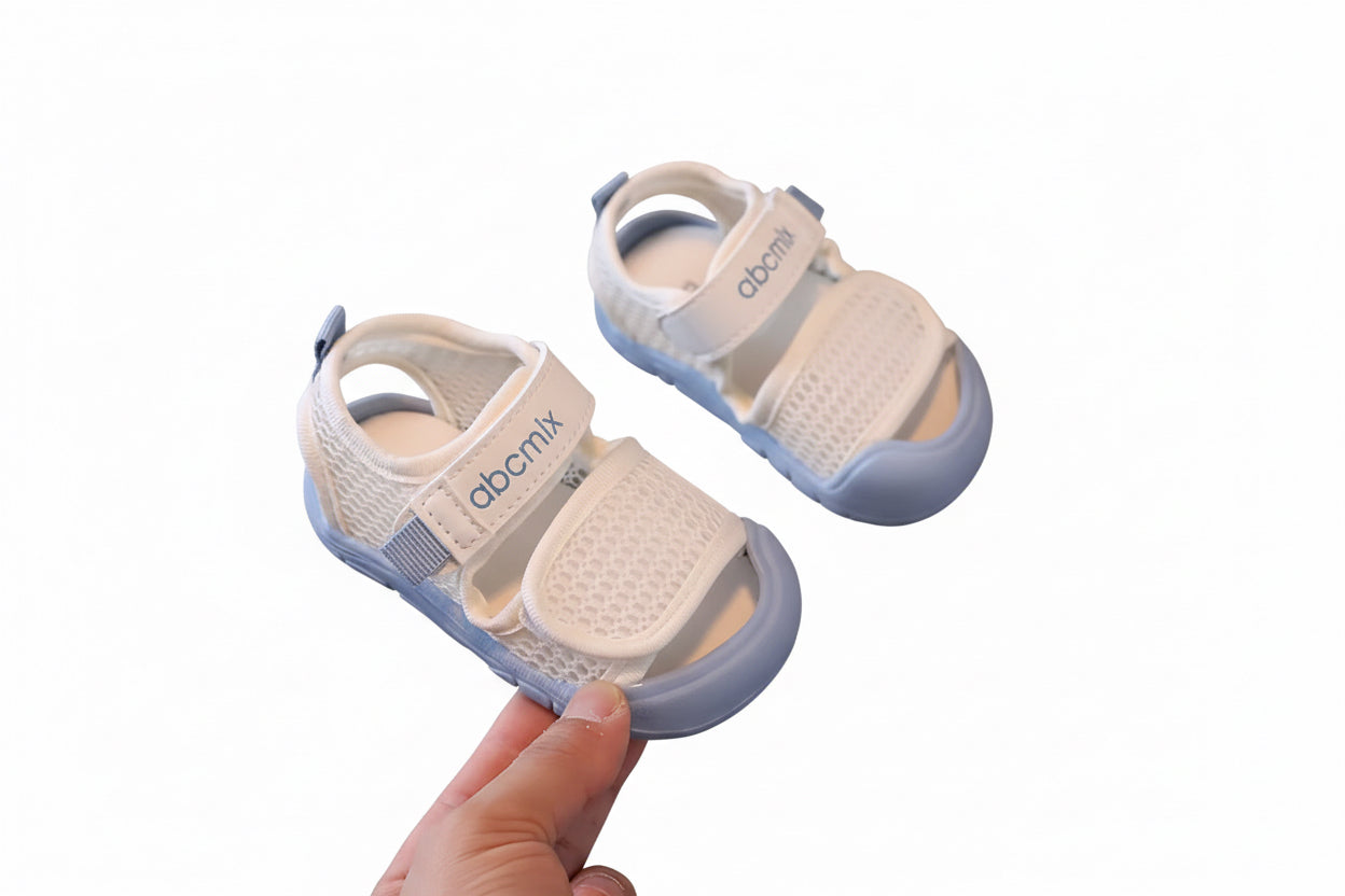 Kids Soft Mesh Velcro Strap Rubber Sole Sandals. 3 Colours EU15-EU25